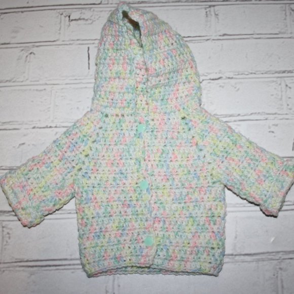 🤍 CROCHET HOODED BABY SWEATER · 3–6 MO 🤍 - Picture 1 of 6